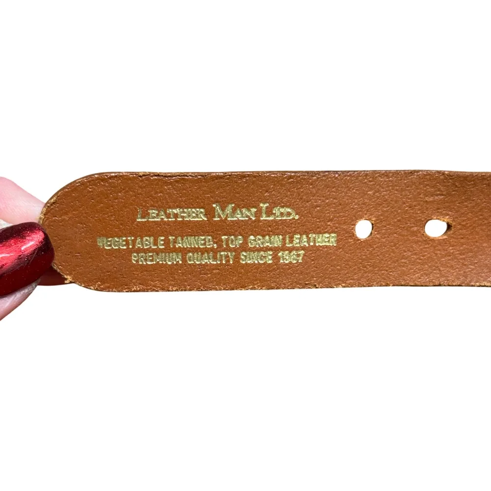 Leather Man Ltd Men's Sz 36 Multi Color Stripe Leather Belt Preppy - Picture 7 of 10